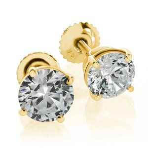 3.50 Ct. Tw. Round Brilliant Cut Stud Solid 14k Gold Earrings